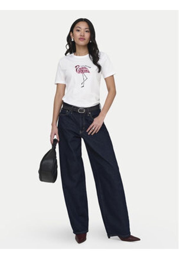 only - ONLY T-Shirt Kita 15367568 Biały Regular Fit. Kolor: biały. Materiał: bawełna