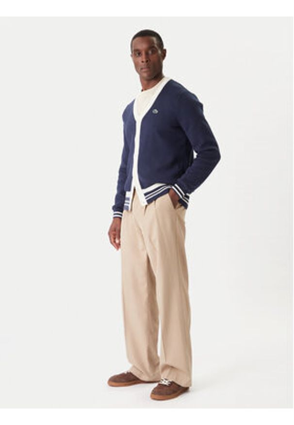 Lacoste Kardigan AH7725 Granatowy Regular Fit. Kolor: niebieski. Materiał: bawełna
