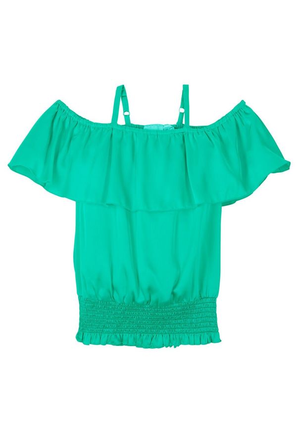 Bluzka dziewczęca off-shoulder bonprix zielony karaibski. Kolor: zielony