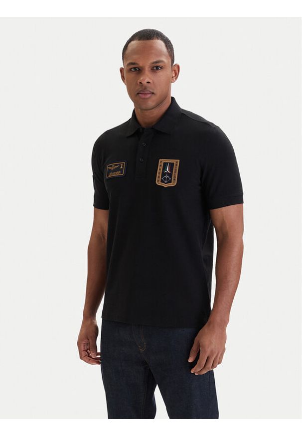 Aeronautica Militare Polo 261PO1927UP00191 Czarny Regular Fit. Typ kołnierza: polo. Kolor: czarny. Materiał: bawełna