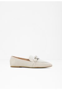 bonprix - Loafersy z łańcuszkiem. Kolor: beżowy #1