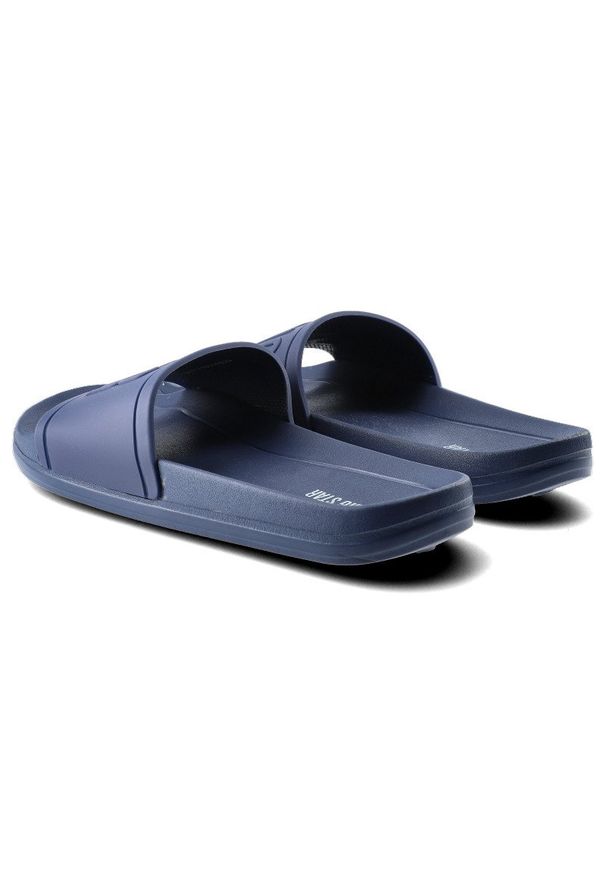 Big-Star - Granatowe Klapki Big Star Męskie Wodoodporne Buty. Okazja: na plażę, na co dzień, na spacer, do pracy. Kolor: niebieski. Materiał: jeans. Wzór: napisy. Styl: wakacyjny, casual