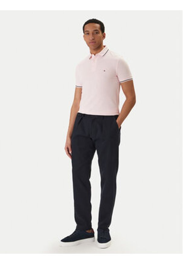 TOMMY HILFIGER - Tommy Hilfiger Polo Seasonal MW0MW39993 Różowy Slim Fit. Typ kołnierza: polo. Kolor: różowy. Materiał: bawełna