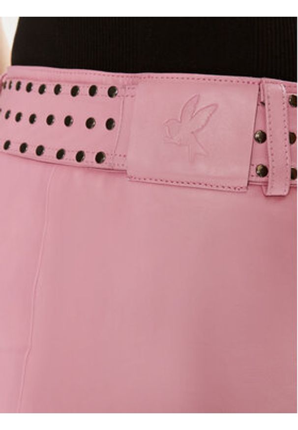 One Teaspoon Spódnica skórzana Rizzo 26306 Różowy Slim Fit. Kolor: różowy. Materiał: skóra