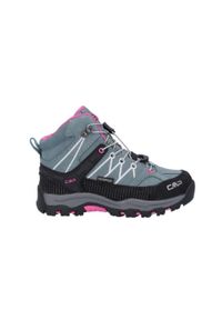 Buty trekkingowe dla dzieci CMP Rigel Mid Trekking. Wysokość cholewki: za kostkę. Zapięcie: sznurówki. Kolor: fioletowy, szary, wielokolorowy. Materiał: syntetyk, materiał. Szerokość cholewki: normalna. Sport: turystyka piesza