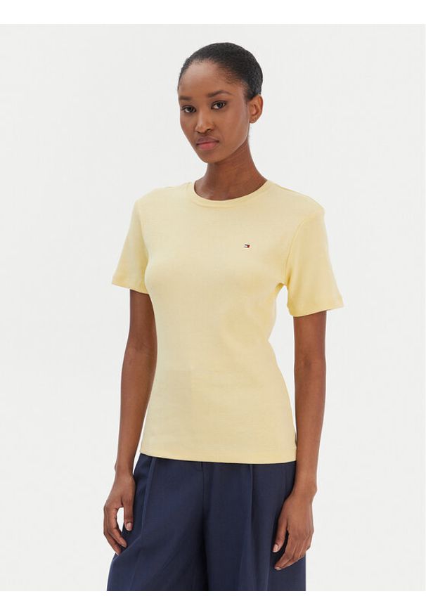 TOMMY HILFIGER - Tommy Hilfiger T-Shirt New Cody WW0WW40587 Żółty Slim Fit. Kolor: żółty. Materiał: bawełna