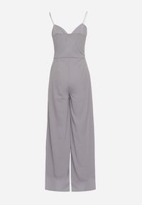 Born2be - Szary Kombinezon z Trójkątnym Dekoltem na Cienkich Ramiączkach Iliantia. Okazja: na co dzień. Kolor: szary. Długość rękawa: na ramiączkach. Długość: długie. Styl: casual #4