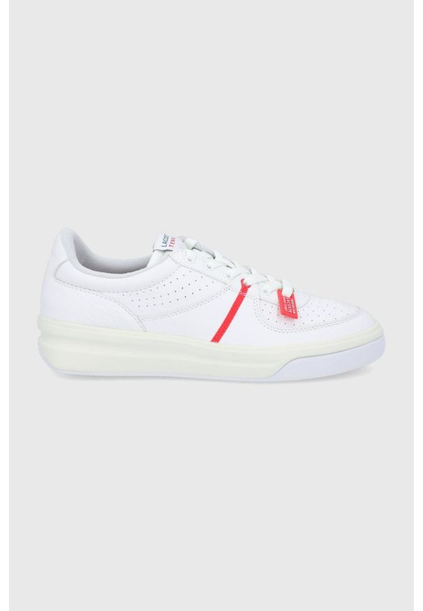 Lacoste Buty skórzane Quantace kolor biały. Nosek buta: okrągły. Zapięcie: sznurówki. Kolor: biały. Materiał: skóra