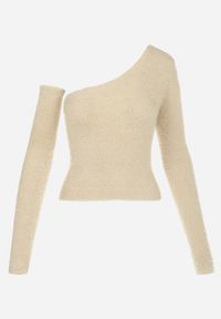 Born2be - Jasnobeżowy Sweter na Jedno Ramię Yile. Kolor: beżowy. Materiał: materiał. Sezon: zima #6