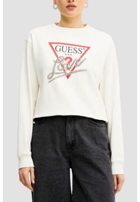 Guess - GUESS Biała bluza damska Love. Kolor: biały