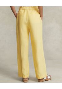 Ralph Lauren - RALPH LAUREN - Lniane spodnie z szerokimi nogawkami. Kolor: żółty. Materiał: len