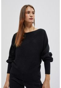 MOODO - Sweter typu nietoperz czarny. Kolor: czarny. Materiał: poliester, elastan, akryl