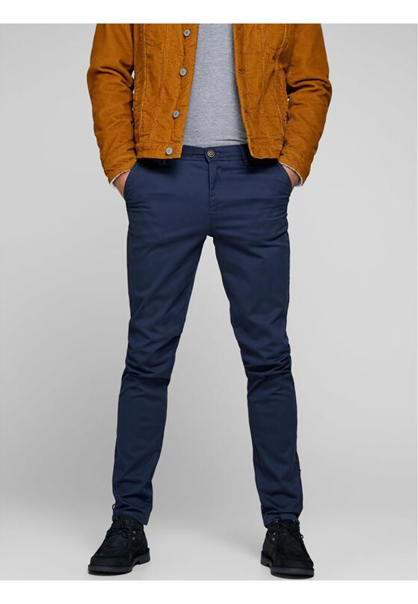 Jack & Jones Chinosy Marco 12150148 Granatowy Slim Fit. Kolor: niebieski. Materiał: bawełna