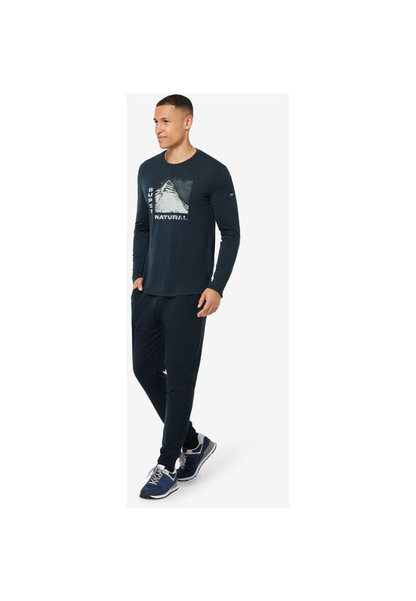 Longsleeve SUPER.NATURAL M SUPER MOUNTAIN LS. Kolor: niebieski. Długość rękawa: długi rękaw