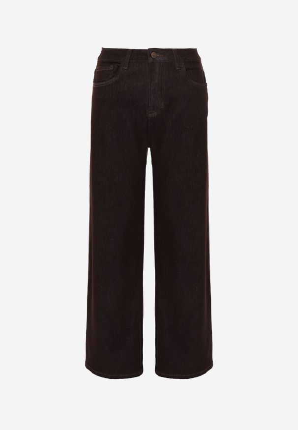 Born2be - Brązowe Jeansy z Szerokimi Nogawkami z Bawełną Zidula. Okazja: na co dzień. Kolor: brązowy. Styl: casual