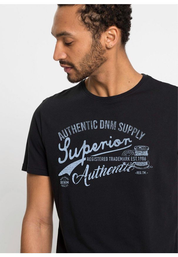 bonprix - T-shirt (2 szt.). Kolor: czarny. Wzór: nadruk