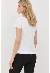 Love Moschino t-shirt bawełniany kolor biały. Kolor: biały. Materiał: bawełna. Wzór: nadruk #4