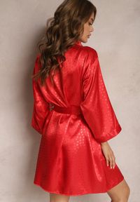 Renee - Czerwony 6-częściowy Komplet Piżamowy ze Szlafrokiem Opaską Koszulą Nocną Spodniami Szortami i Topem Kerosa. Kolor: czerwony. Materiał: satyna #5