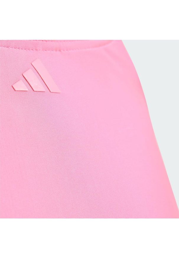 Adidas - Strój do pływania Performance Big Bars Kids. Kolor: biały, różowy, wielokolorowy. Materiał: materiał