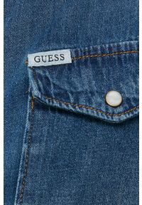 Guess - Koszula bawełniana jeansowa. Typ kołnierza: kołnierzyk klasyczny. Kolor: niebieski. Materiał: bawełna, jeans. Długość rękawa: długi rękaw. Długość: długie. Wzór: gładki. Styl: klasyczny #5