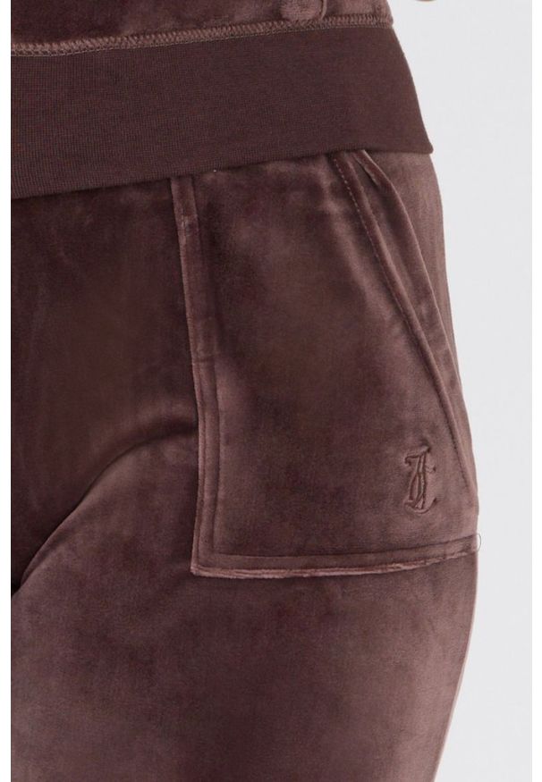 Juicy Couture - JUICY COUTURE Brązowe spodnie dresowe damskie z weluru, Rozmiar XS. Kolor: brązowy. Materiał: welur, dresówka