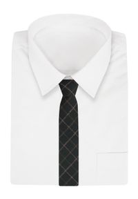 Wełniany Krawat - Alties - Czarny w Kratkę. Kolor: czarny. Materiał: bawełna, wełna. Wzór: kratka