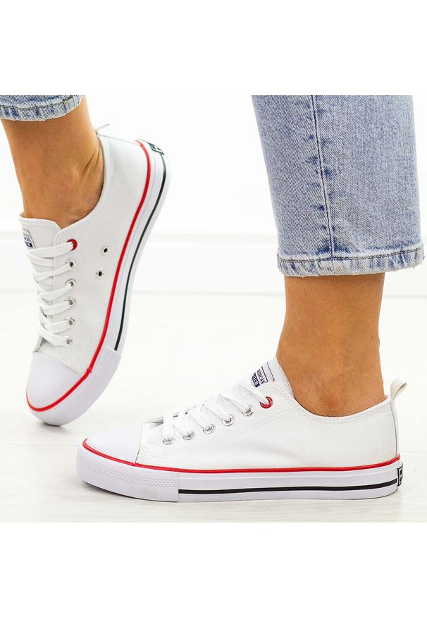 American Club - Białe trampki damskie American Dsln Lh14. Kolor: biały. Materiał: tkanina