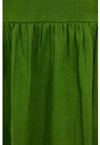 United Colors of Benetton sukienka lniana kolor zielony mini rozkloszowana. Kolor: zielony. Materiał: len. Długość rękawa: krótki rękaw. Typ sukienki: rozkloszowane. Długość: mini