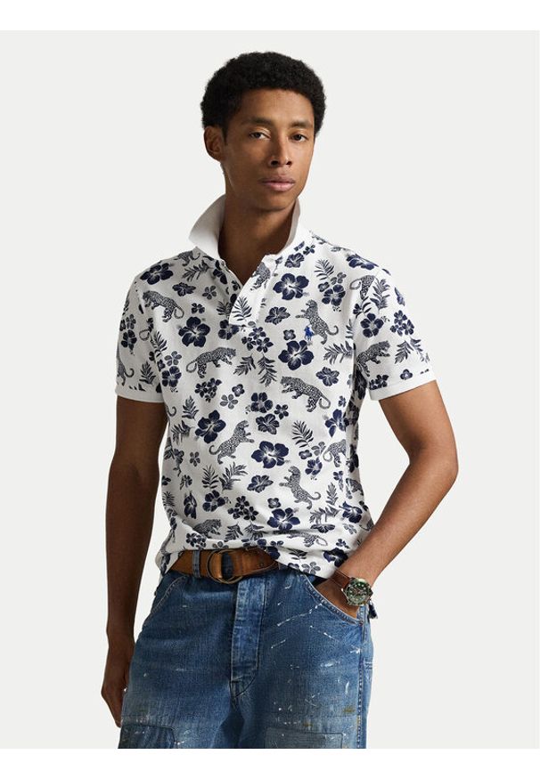 Polo Ralph Lauren Polo 710B13541001 Biały Slim Fit. Typ kołnierza: polo. Kolor: biały. Materiał: bawełna