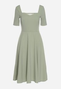 Born2be - Jasnozielona Sukienka z Bufiastymi Rękawami Nerilune. Kolor: zielony. Styl: klasyczny, elegancki #7