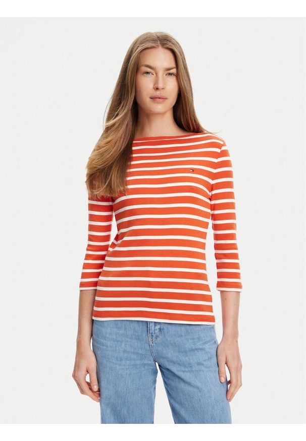 TOMMY HILFIGER - Tommy Hilfiger Bluzka New Cody WW0WW40589 Pomarańczowy Slim Fit. Kolor: pomarańczowy. Materiał: bawełna