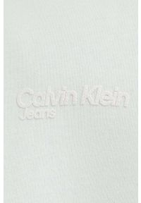 Calvin Klein Jeans bluza damska kolor zielony z nadrukiem. Kolor: zielony. Materiał: bawełna, dzianina. Wzór: nadruk. Styl: klasyczny #5