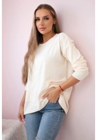 Inny - Sweter z kieszeniami z przodu ecru. Okazja: na co dzień. Materiał: jeans, materiał, poliester. Sezon: zima, jesień. Styl: casual, elegancki