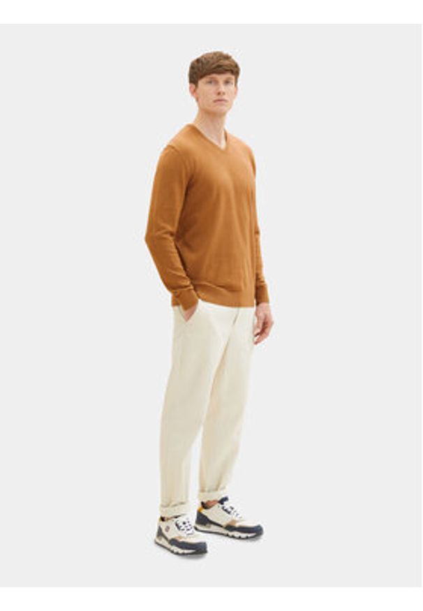 Tom Tailor Sweter 1027665 Brązowy Regular Fit. Kolor: brązowy. Materiał: bawełna