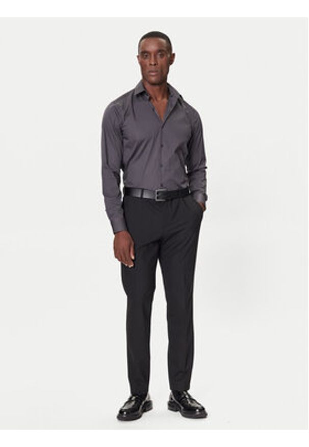 Calvin Klein Koszula LV019EU037 Szary Slim Fit. Kolor: szary. Materiał: bawełna