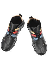 Czarne Botki Armodo Skórzane Buty Damskie. Kolor: czarny. Materiał: skóra. Wzór: kolorowy, geometria. Styl: klasyczny #5