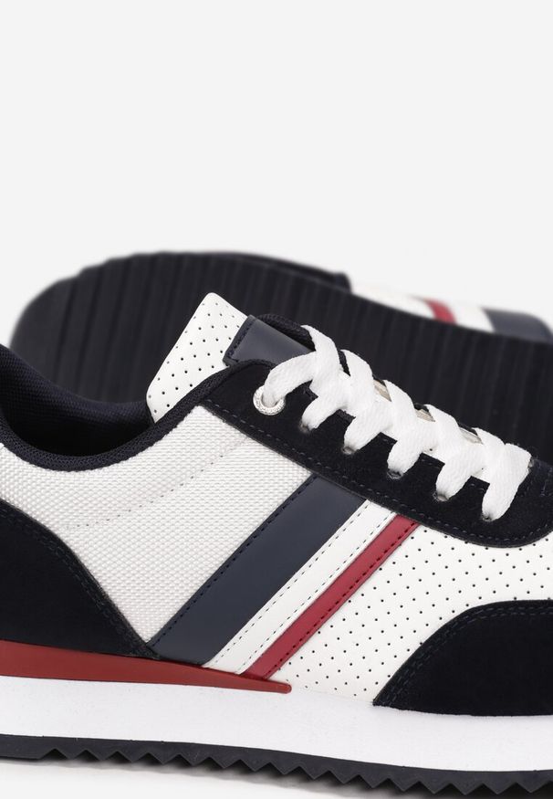 Born2be - Biało-Granatowe Buty Sportowe Phelile. Nosek buta: okrągły. Kolor: niebieski. Materiał: materiał, nubuk, jeans, syntetyk. Szerokość cholewki: normalna. Wzór: aplikacja, kolorowy