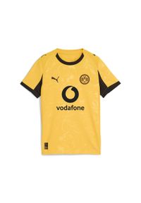 Puma - Młodzieżowa koszulka pucharowa Borussia Dortmund 25/26 PUMA Yellow Sizzle Black. Kolor: czarny, wielokolorowy, żółty. Sport: piłka nożna