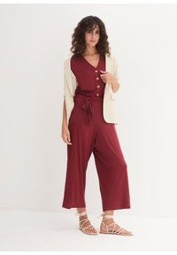 bonprix - Kombinezon z dżerseju z dekoltem w serek, krótki rękaw. Kolor: czerwony. Materiał: jersey. Długość rękawa: krótki rękaw. Długość: krótkie #3