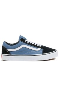 Buty Vans U Old Skool VN000D3HNVY1 - granatowe. Okazja: na co dzień. Kolor: niebieski. Materiał: guma, skóra, materiał. Szerokość cholewki: normalna. Model: Vans Old Skool #1
