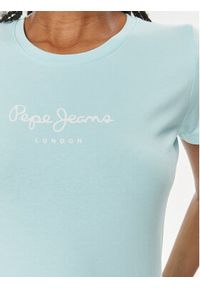 Pepe Jeans T-Shirt New Virginia Ss N PL505202 Niebieski Slim Fit. Kolor: niebieski. Materiał: bawełna #5