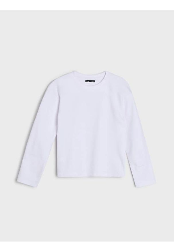 Sinsay - Bawełniana koszulka z gęstego splotu Interlock - biały. Kolor: biały. Materiał: bawełna. Wzór: ze splotem