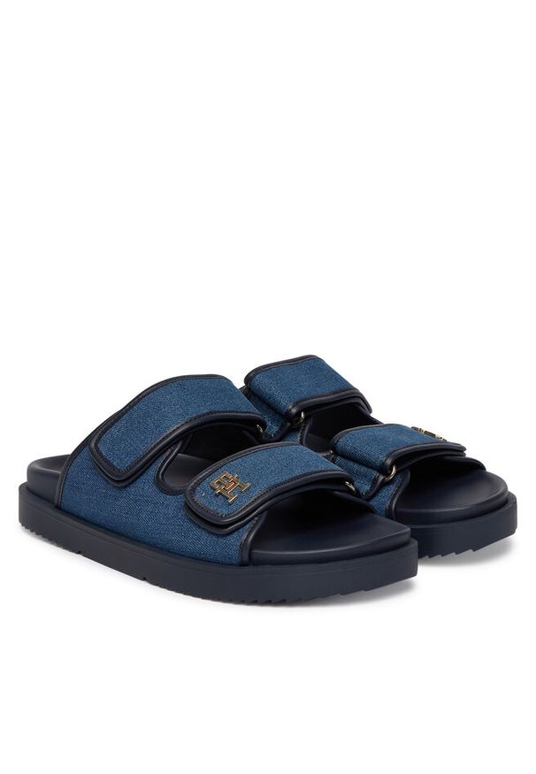 TOMMY HILFIGER - Klapki Tommy Hilfiger. Kolor: niebieski. Materiał: denim
