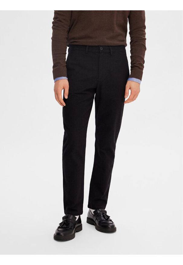 Selected Homme Chinosy 16090139 Czarny Slim Fit. Kolor: czarny. Materiał: syntetyk
