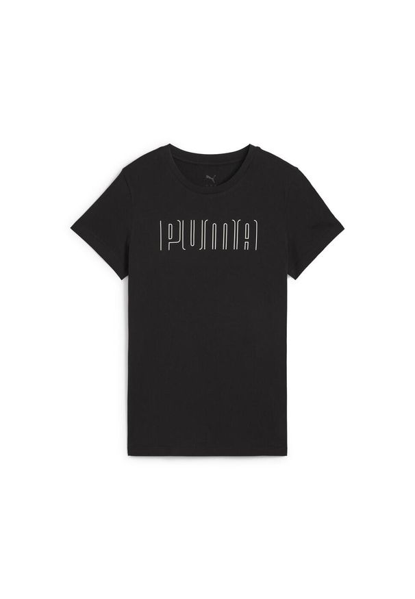 Puma - Damska koszulka PUMA SPORT z grafiką PUMA Black. Kolor: czarny. Materiał: guma. Wzór: nadruk