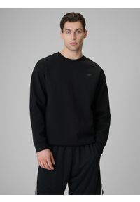 4f - 4F Bluza dresowa regular bez kaptura męska - czarna XXL. Okazja: na co dzień. Typ kołnierza: bez kaptura. Kolor: czarny. Materiał: dresówka. Styl: casual, klasyczny #1