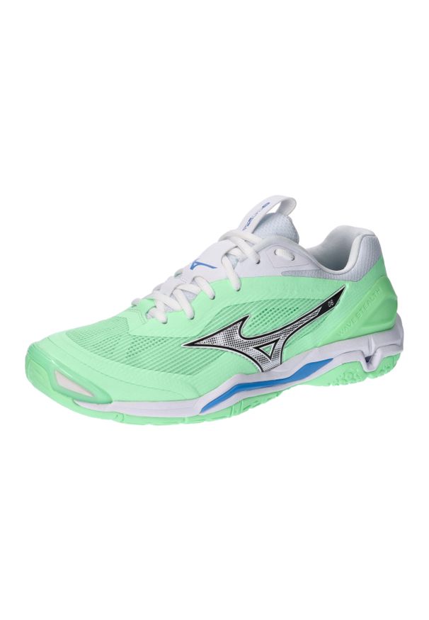 Buty do piłki ręcznej męskie Mizuno Wave Stealth 6. Kolor: biały, czarny, wielokolorowy, zielony. Model: Mizuno Wave. Sport: piłka ręczna