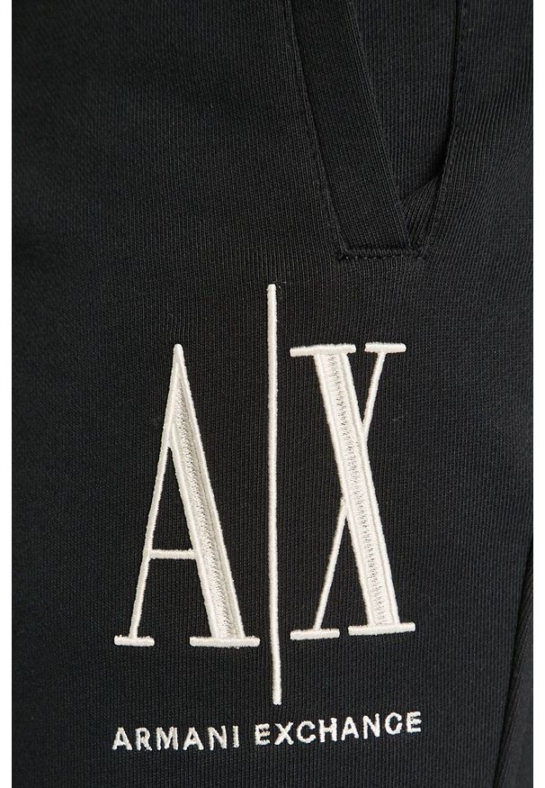 Armani Exchange Spodnie męskie kolor granatowy gładkie. Kolor: niebieski. Wzór: gładki