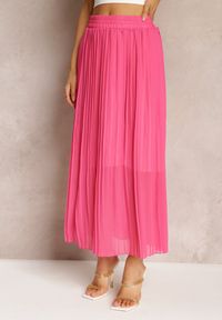 Renee - Różowa Maxi Spódnica z Plisami i Gumką w Talii Eiphiza. Kolor: różowy. Styl: boho #3