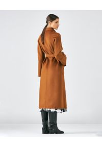 CASTELLANI - Brązowy płaszcz z kaszmirem. Kolor: brązowy. Materiał: kaszmir. Styl: klasyczny #4